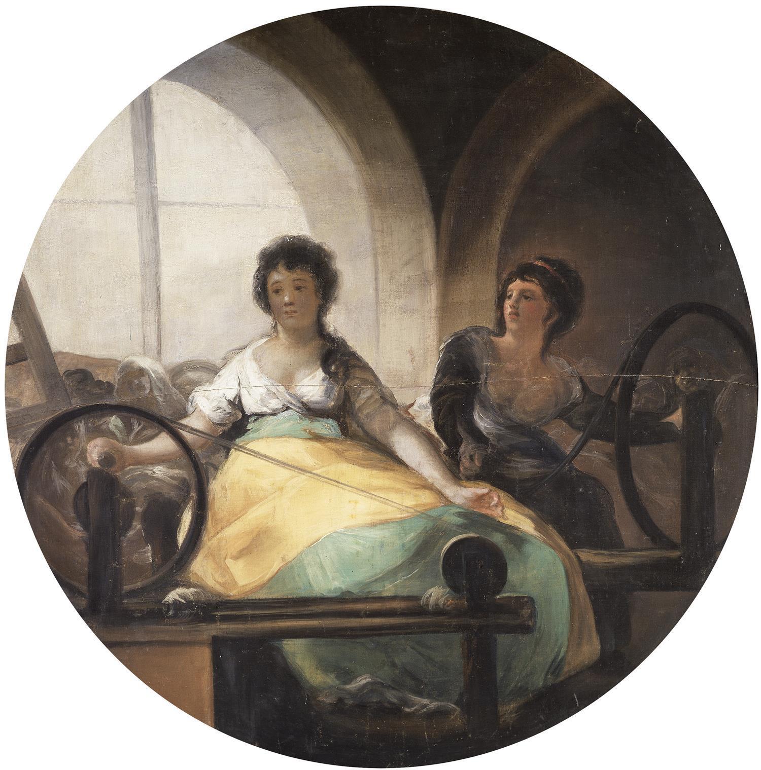 油画-西班牙普拉多美术馆油画藏画-Goya y Lucientes, Francisco de-La Industria-Diametro 227cm-1133